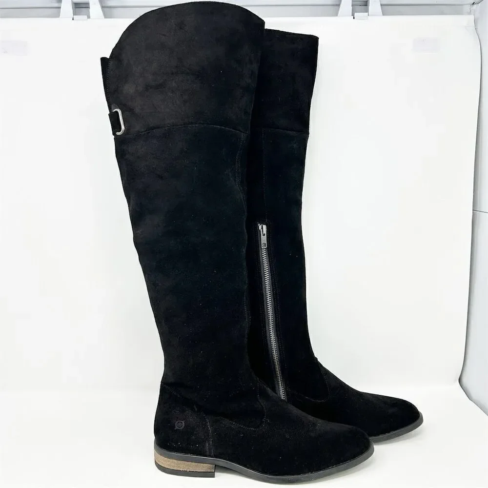 Born Women's Over the Knee Black Leather Tall Boots Size 7 Fall Winter Chic